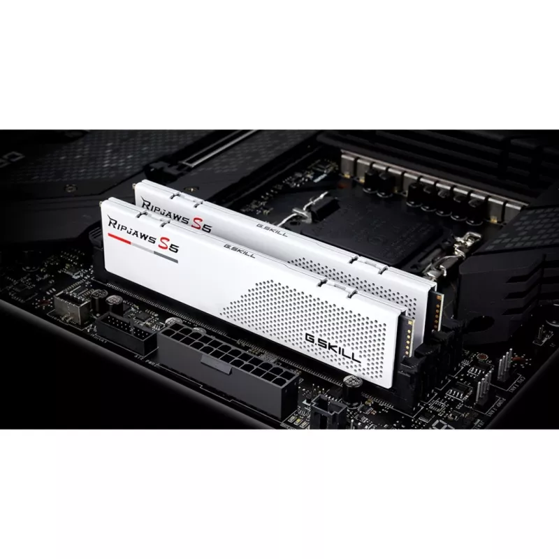 DIMM 64 GB DDR5-6000 (2x 32 GB) Dual-Kit, memória RAM branca, F5-6000J3040G32GX2-RS5W, Ripjaws S5, INTEL XMP