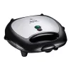 Máquina de sanduíches Tefal Break Time SW6148 — 2 sanduíches, placas antiaderentes removíveis, arrumação de cabo, preto/cinzento