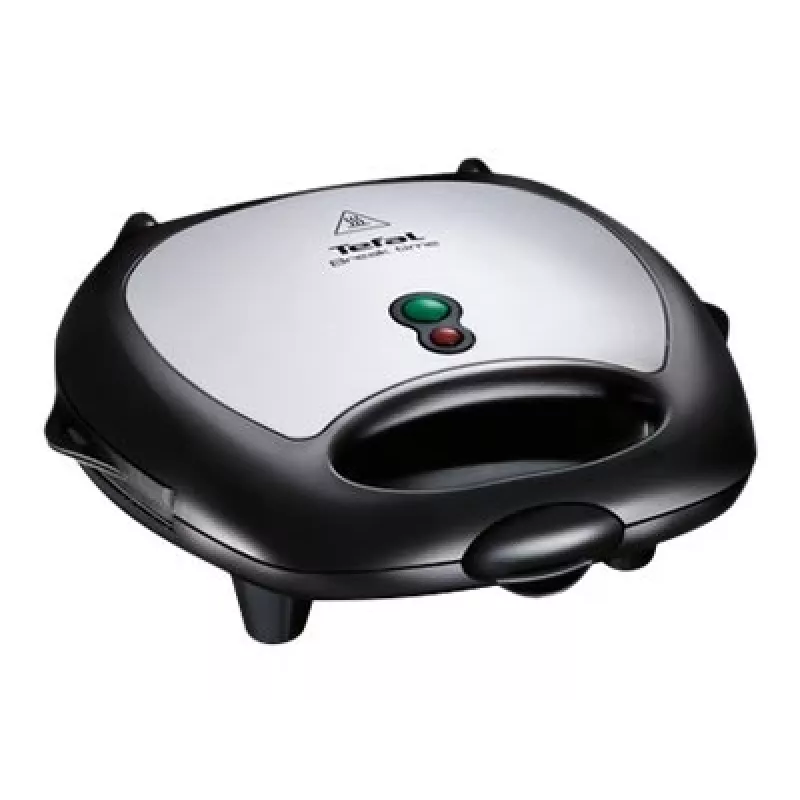 Máquina de sanduíches Tefal Break Time SW6148 — 2 sanduíches, placas antiaderentes removíveis, arrumação de cabo, preto/cinzento