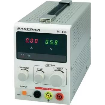 Fonte de alimentação DC de laboratório Basetech BT-153 0–15 V, 0–3 A