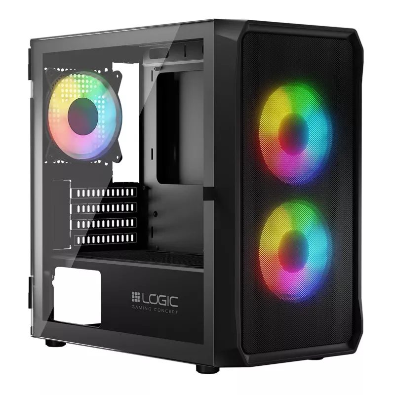 Caixa de computador Logic Concept Portos Mini ARGB Micro ATX preto