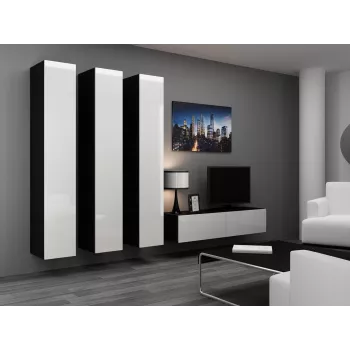 Armário fechado Cama VIGO '180' 180/40/30 branco/preto brilhante