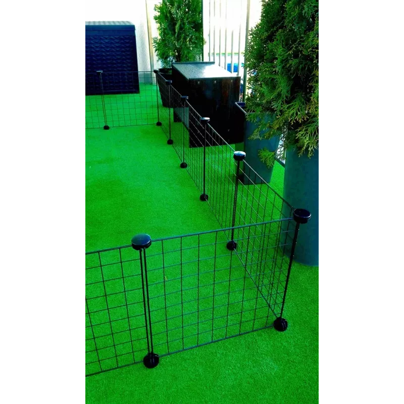Parcão para cães C&C Modular 145×75×37 cm – caixa modular para interior/exterior, construção modular de placas, preto