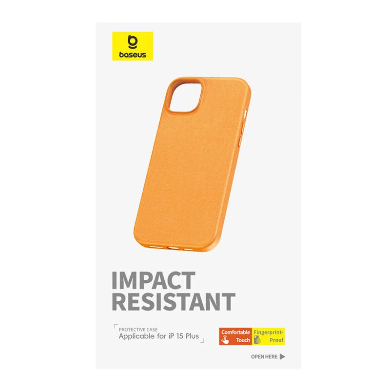 Capa para telemóvel para iPhone 15 Plus Baseus Fauxther Series (Laranja)