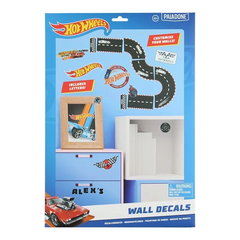 Autocolantes de parede Paladone Hot Wheels Personalisation PP13745HW — autocolantes decorativos autoadesivos para quartos de criança
