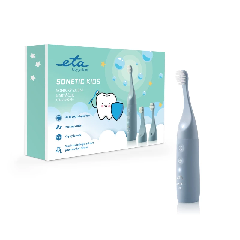 Escova de dentes elétrica para criança ETA Sonetic Kids, azul — cabeça compacta, limpeza suave