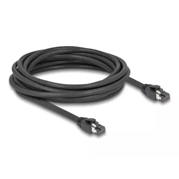 Delock - Cabo de rede - RJ-45 (M) para RJ-45 (M) - 5,0 m - 7,5 mm - S/FTP - CAT 8.1 - sem halogéneos, proteção do encaixe, até 40 Gbit/s de taxa de transferência de dados - preto (80236)