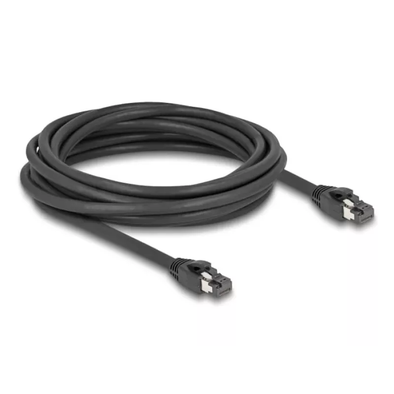 Delock - Cabo de rede - RJ-45 (M) para RJ-45 (M) - 5,0 m - 7,5 mm - S/FTP - CAT 8.1 - sem halogéneos, proteção do encaixe, até 40 Gbit/s de taxa de transferência de dados - preto (80236)