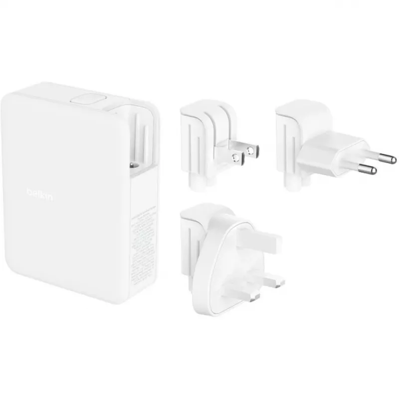Carregador de parede 140W 4 portas (3xC 1xA) ficha UK, EU, US branco
