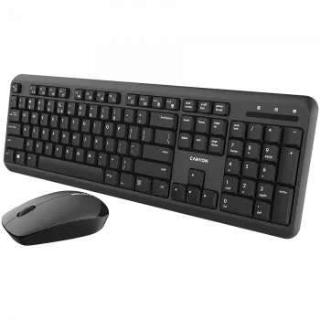 Conjunto de teclado e rato sem fios CANYON CNS-HSETW02-UK/US preto Velvet — conjunto combinado sem fios compacto com recetor USB