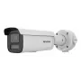 Hikvision Pro Series 4MP AcuSense Câmara de rede bullet varifocal motorizada com luz estroboscópica e aviso sonoro