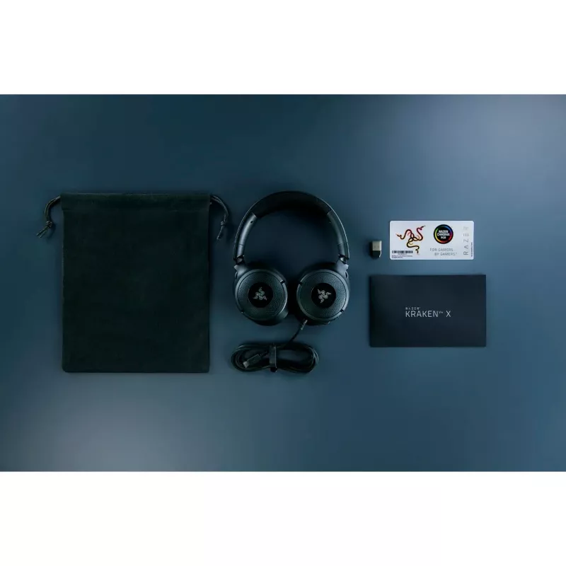 Razer Kraken V4 X - Headset com fios para gaming em PC (drivers TriForce de 40 mm, microfone cardioide retrátil, som surround 7.1, Chroma RGB para PC, consola e telefone)