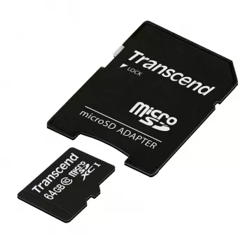 Cartão de memória flash Transcend 64GB MicroSDXC Classe 10 com adaptador