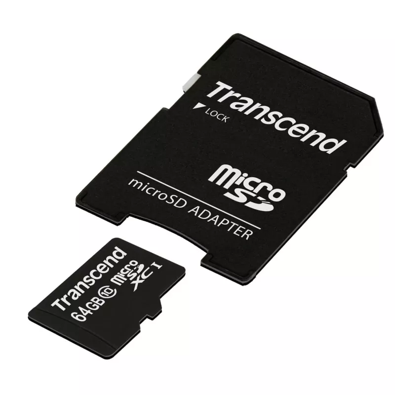 Cartão de memória flash Transcend 64GB MicroSDXC Classe 10 com adaptador