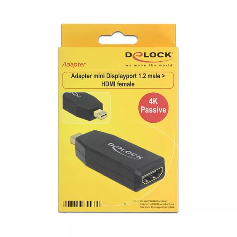 Adaptador DeLOCK 65583 Mini DisplayPort 1.2 para HDMI preto