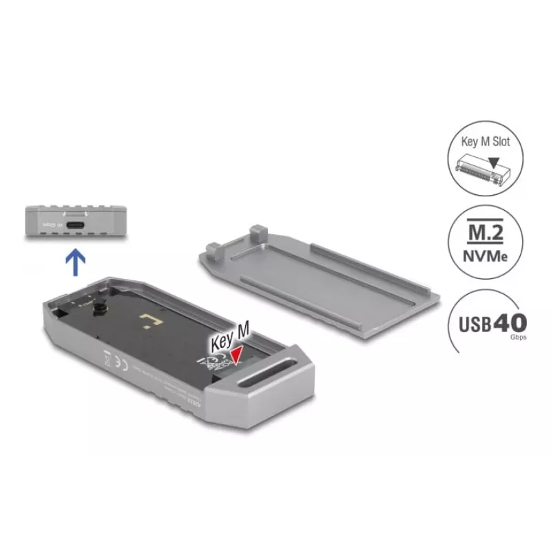 Caixa para SSD DeLOCK 42033 Cinzento M.2 PCI Express 40 Gbit/s
