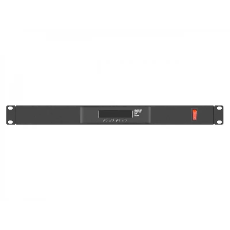 Lanberg AK-1502-B painel de ventilação para rack, 1U, 19 polegadas, 2 ventoinhas, termóstato, LCD, 230 V, 483 x 192 x 44,45 mm, preto