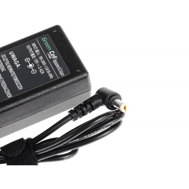 Fonte de alimentação Green Cell AD01P — 60 W, 19 V 3,42 A, fonte de alimentação para portátil para interiores, preto