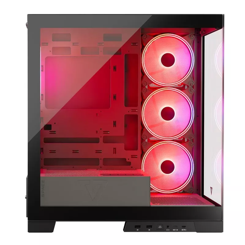 Caixa de PC MODECOM Volcano SPACE APEX ARGB Midi Tower, vidro temperado, USB-C, suporta ATX/microATX/Mini-ITX, GPU até 430 mm, dissipador de CPU até 180 mm