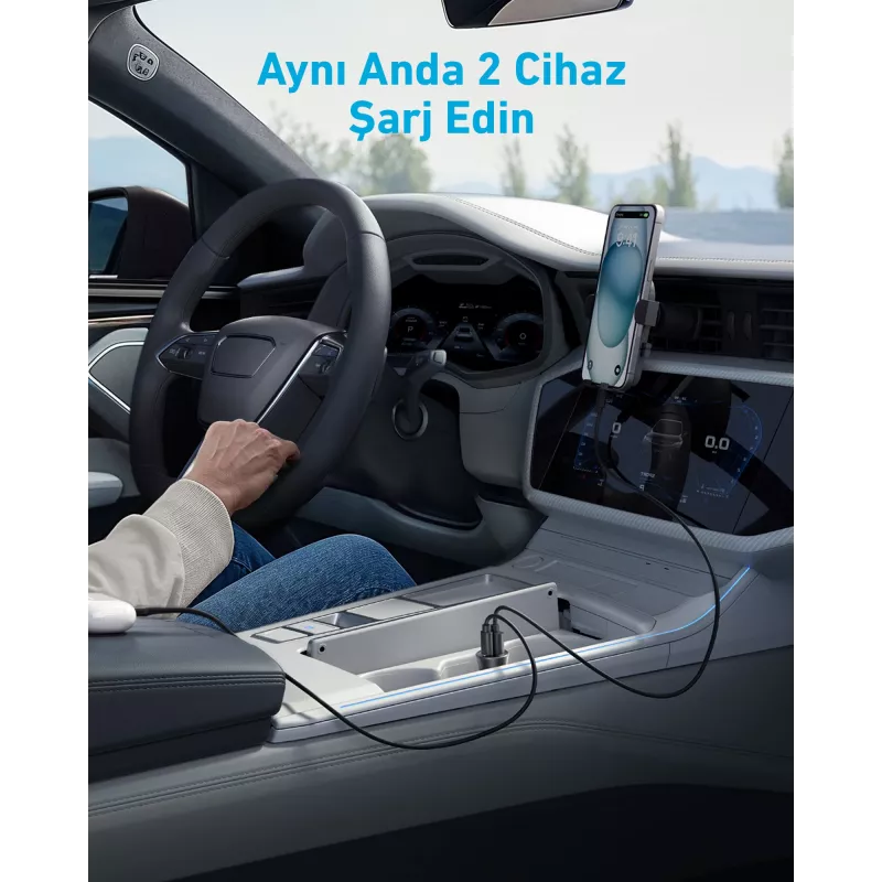 Carregador de automóvel Anker 30 W 2 portas preto carregamento rápido