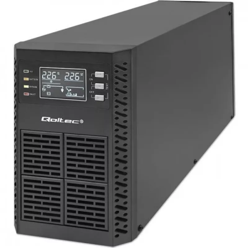 Qoltec 52281 UPS (fonte de alimentação ininterrupta) dupla conversão (Online) 2 kVA 2000 W 3 saídas AC