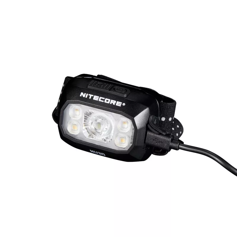 Lanterna de cabeça Nitecore NU30 — lanterna LED de cabeça compacta e portátil, até 500 lúmenes, vários níveis de potência, modo de luz vermelha