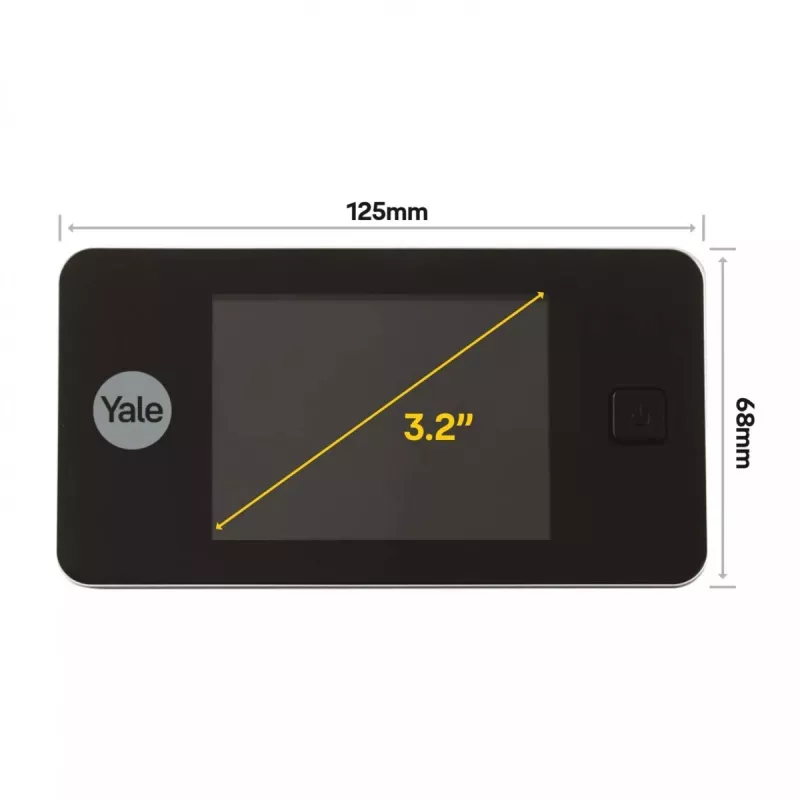 Óculo mágico digital Yale 45-0500-1432-00-6011 — LCD 8,13 cm, ângulo de visão 105°, ângulo 110°, preto, 2×AAA