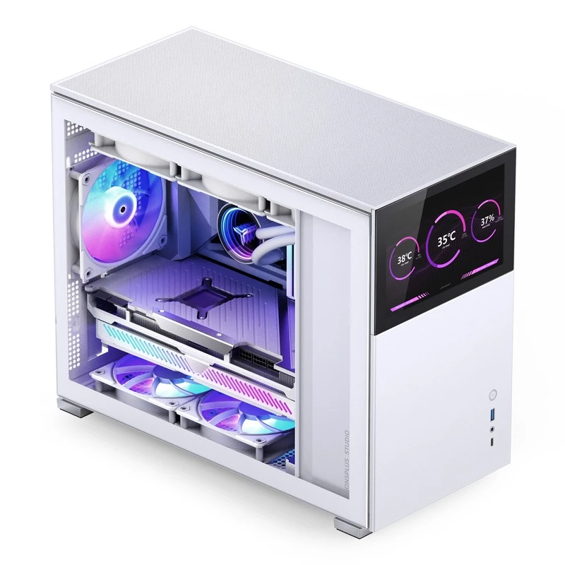 Jonsbo D31 Screen caixa de PC Micro-ATX, vidro temperado, branca