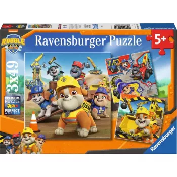 Conjunto de puzzles infantis Ravensburger Rubble & Crew veículos de trabalho — 3 puzzles × 49 peças