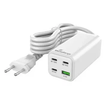 Carregador móvel MediaRange MRMA124 100W AC, 3x USB-C, entrada 100–240V, cabo de 1,5 m, branco