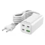 Carregador móvel MediaRange MRMA124 100W AC, 3x USB-C, entrada 100–240V, cabo de 1,5 m, branco