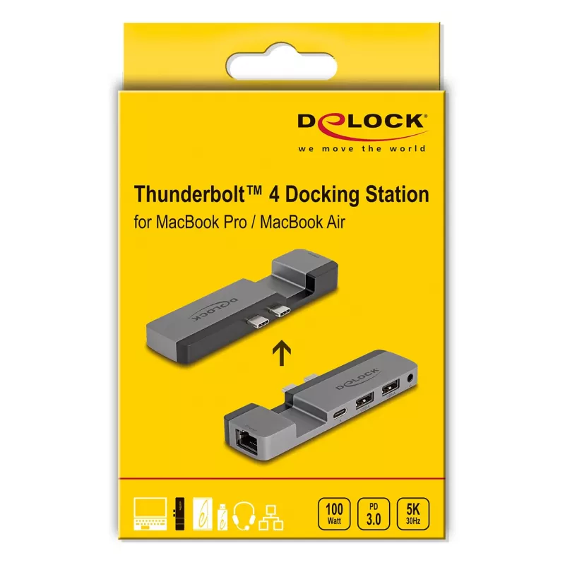 Docking station DeLOCK 87757 Thunderbolt 4 5K 100W PD 10Gbps LAN áudio