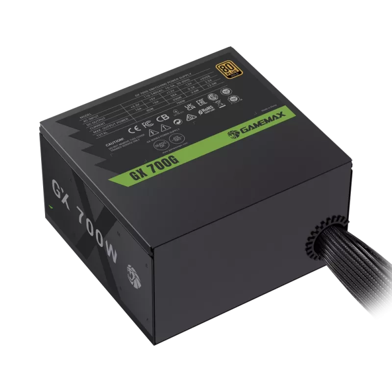 Fonte de alimentação Gamemax, 80 PLUS, Gold | GX 700G | 700 W | não modular