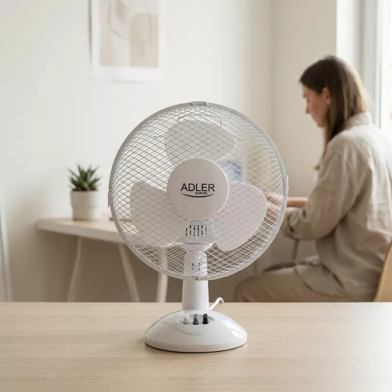 Adler | AD 7302 | Ventilador de mesa | branco | diâmetro 23 cm | número de velocidades 2 | oscilação | 60 W | Não