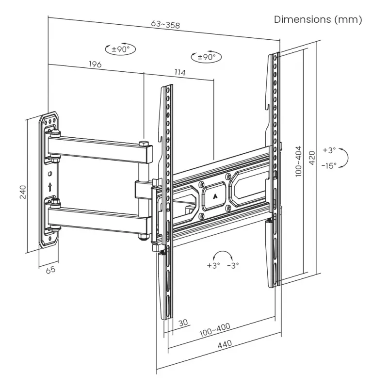 Suporte de parede para TV SBOX PLB-3644-2 para televisores 32–55 polegadas, até 35 kg, VESA 400x400