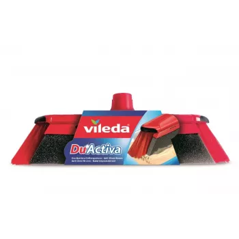Vassoura de interior VILEDA 151221 com cabeça de borracha, cerdas macias/duras, vermelha, 340 mm largura da embalagem