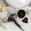 Secador de cabelo Remington D3190S — 2200 W, iónico, 3 níveis de temperatura, 2 velocidades, jato de ar frio, difusor e concentrador (prateado/preto)