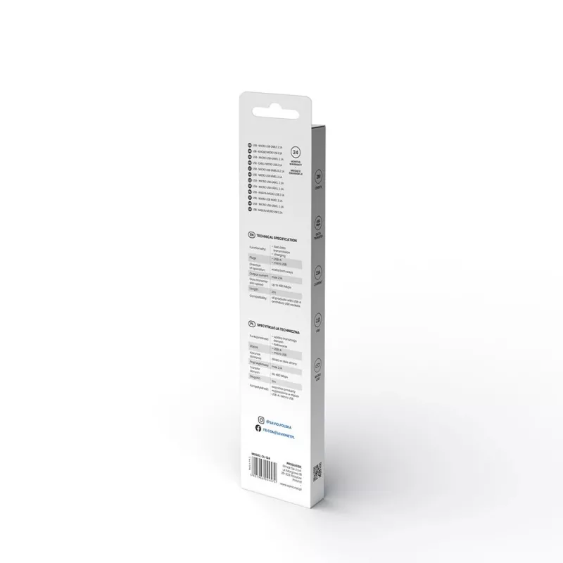 Cabo USB SAVIO CL-124 USB 2.0, USB A para Micro-USB B, 2 m, branco