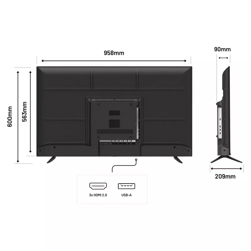 109,2cm/43 (3840x2160) JAPANNEXT JN-IPS430UHD60F 16:9 IPS 60Hz HDMI USB WLAN Altifalantes Preto