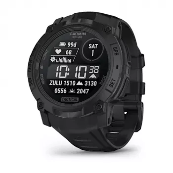 Smartwatch GARMIN Instinct — 45 mm, ecrã tátil AMOLED de 3,05 cm (1,2 polegadas) 390×390, 4 GB, GPS, pulseira de silicone preta, 53 g