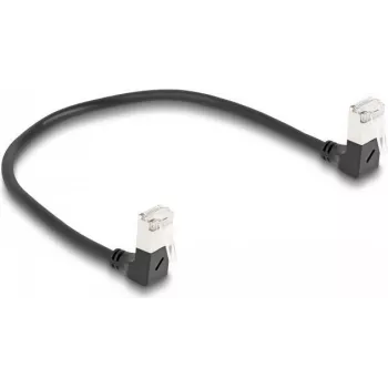 Cabo de rede DeLOCK RJ45 Cat.6A S/FTP fino 90° 0,25 m preto