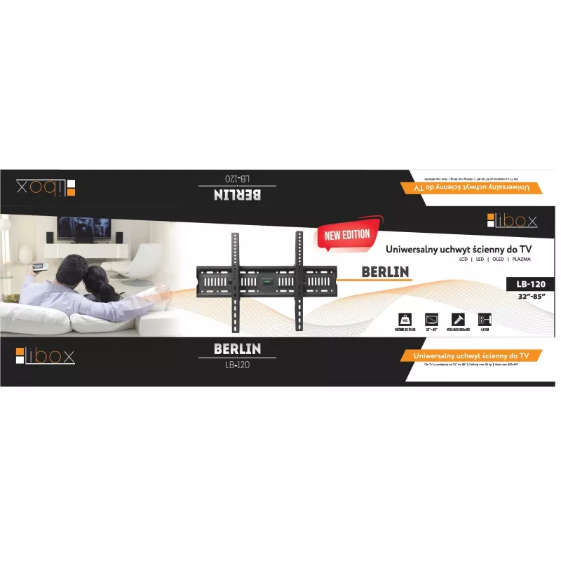 Libox Berlin LB-120 suporte de parede para TV de 37–70 polegadas (até 85 polegadas / 2,16 m), máx. 50 kg, preto