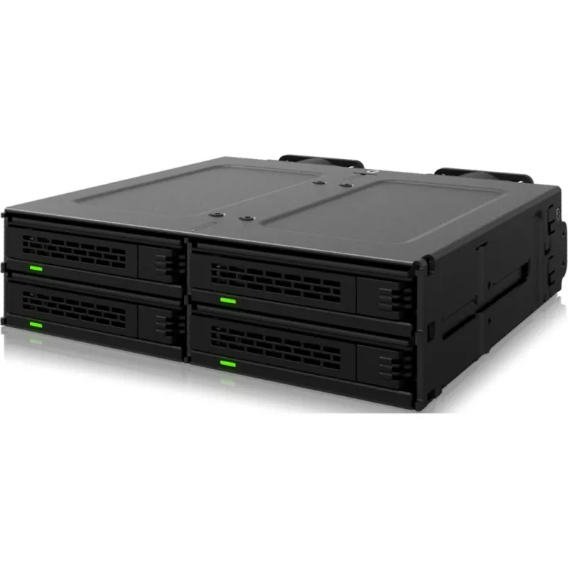 ICY DOCK - MB324V4P-B - ExpressCage - gaveta para 4 SSD U.2/U.3 de 15 mm para baía de 5,25 - sistema de montagem de SSD sem ferramentas