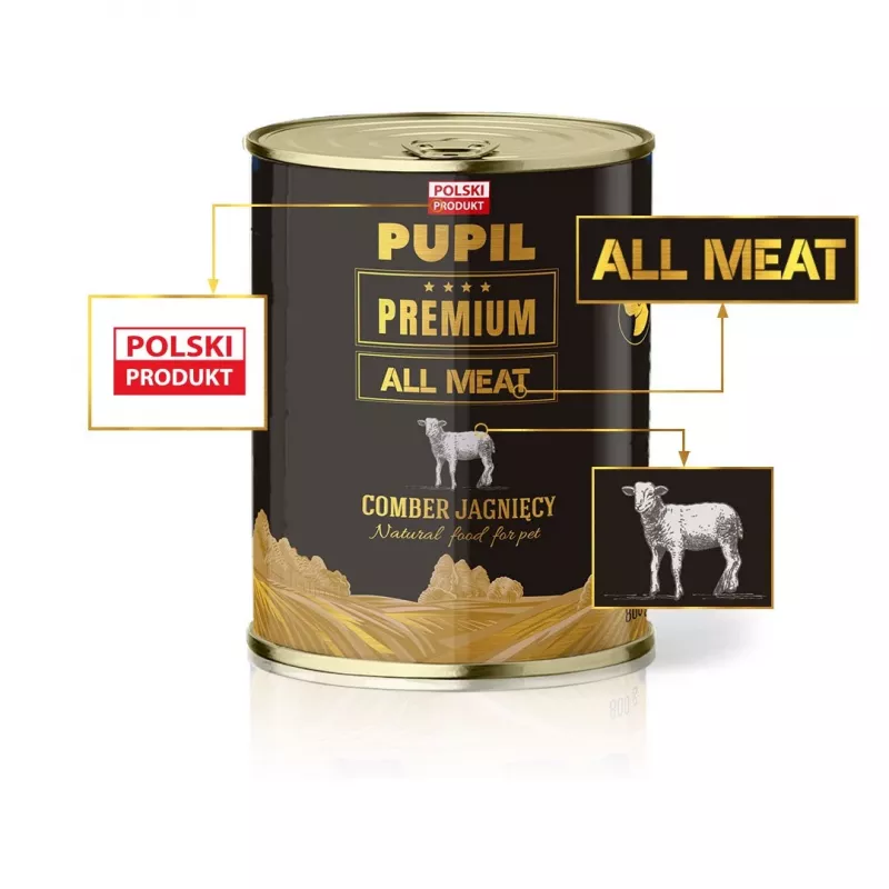 PUPIL Premium All Meat Gold lombo de borrego - comida húmida para cães - 800 g
