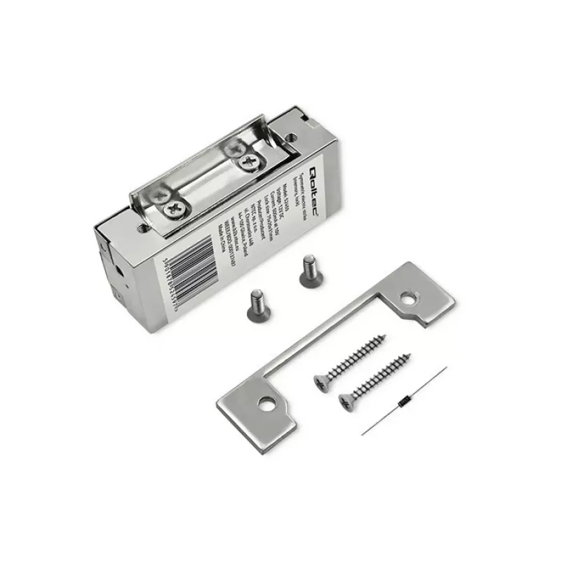 Fechadura eletromagnética QOLTEC 52459 12V simétrica com memória e bloqueio