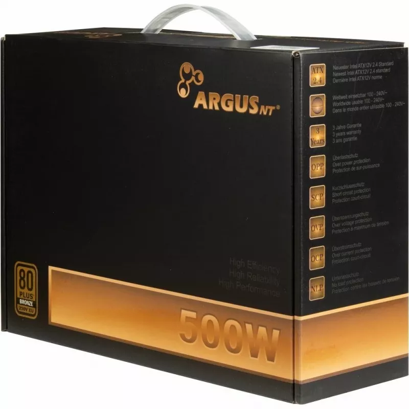 Fonte de alimentação Inter-Tech ArgusNT BPS-500 500 W 20+4 pin ATX ATX Preta