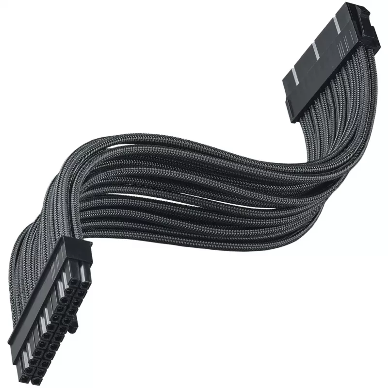 SilverStone PP07E - cabo de extensão de alimentação - ATX, 24 pinos (W) para ATX, 24 pinos (M) - 30 cm - preto