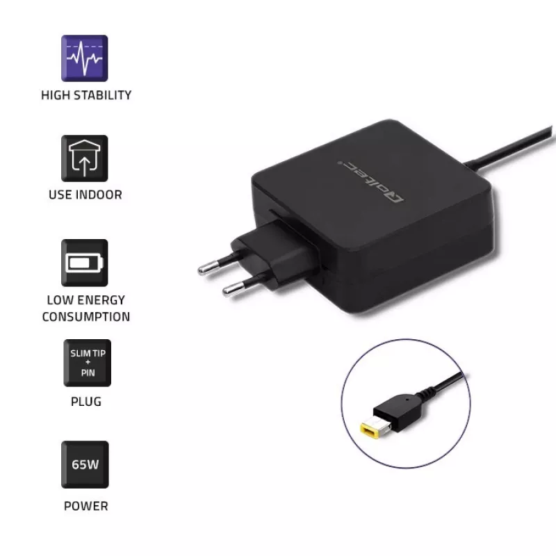 Fonte de alimentação QOLTEC 51766 65W AC/DC 20V 3,25A para IBM/Lenovo, preto, cabo de 1,75 m