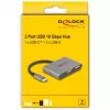Hub USB DELOCK 64337 — anfitrião USB 3.2 Gen 2 Type-C, 3 portas (Type-C + 2× Type-A), 10 Gbit/s, cinzento, caixa de metal