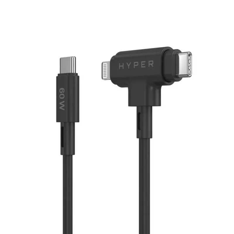 Cabo USB HYPER HyperJuice USB 2.0 1,5 m USB-C USB-C/Lightning Preto